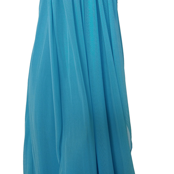 Vintage 90s Y2K Prom Dress Maxi Gown Size S M Blue Strapless Grecian Embellished - Picture 4 of 10